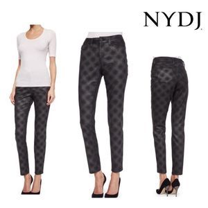 NYDJ Party! 🎉 Black & Silver Diamond Stretch Metallic Extra Skinny Jeans